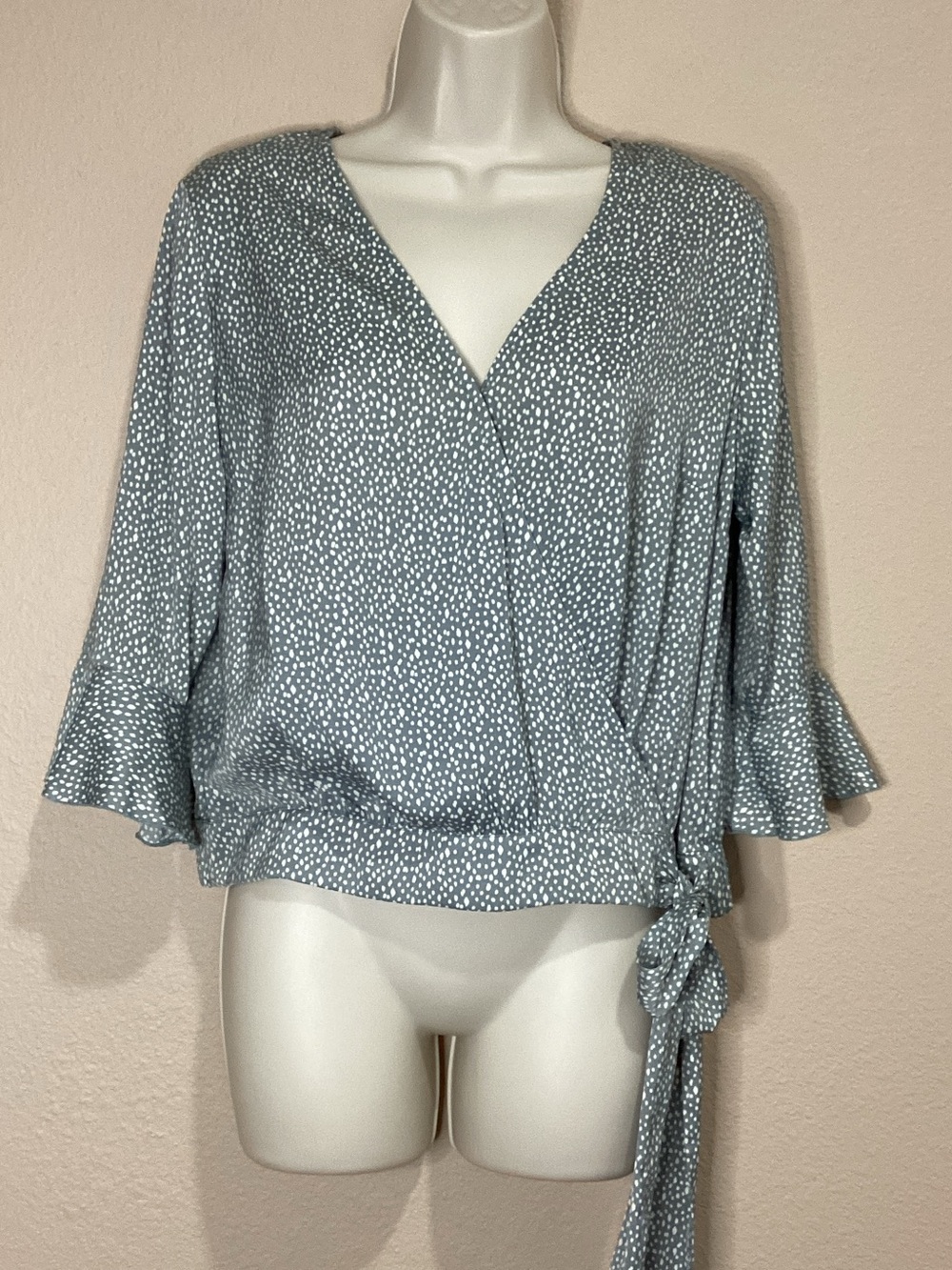 Lauren Conrad Soft Sage Wrap Blouse with Side Tie, Size S, EUC